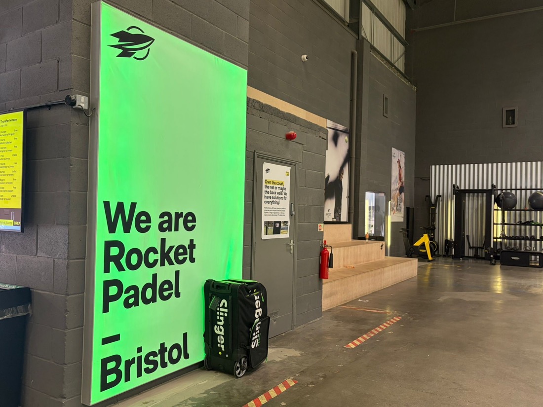 Rocket Padel Bristol entrance signage